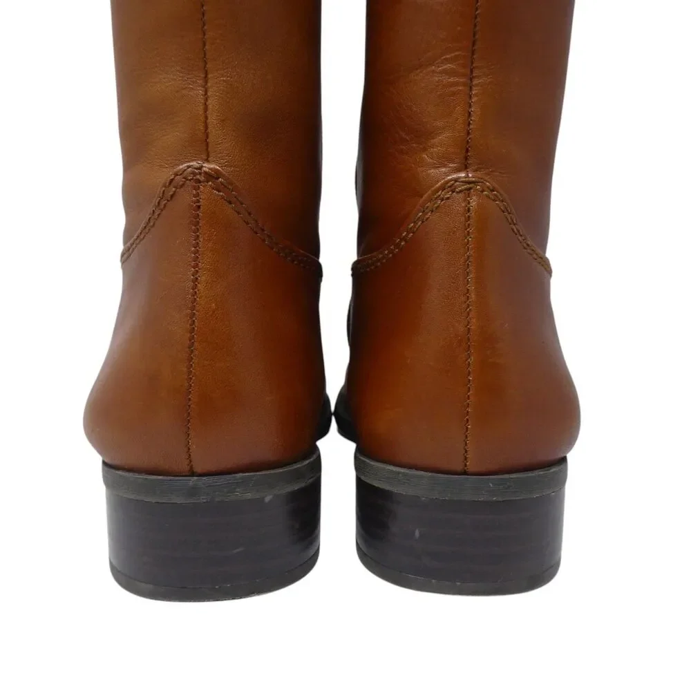 INC International Concepts Fawne Brown Leather Wide Calf Tall Riding Boots